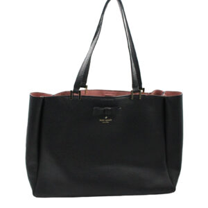 KATE SPADE Pershing Street Pebbled Leather Bow Shoulder Satchel Black Bag