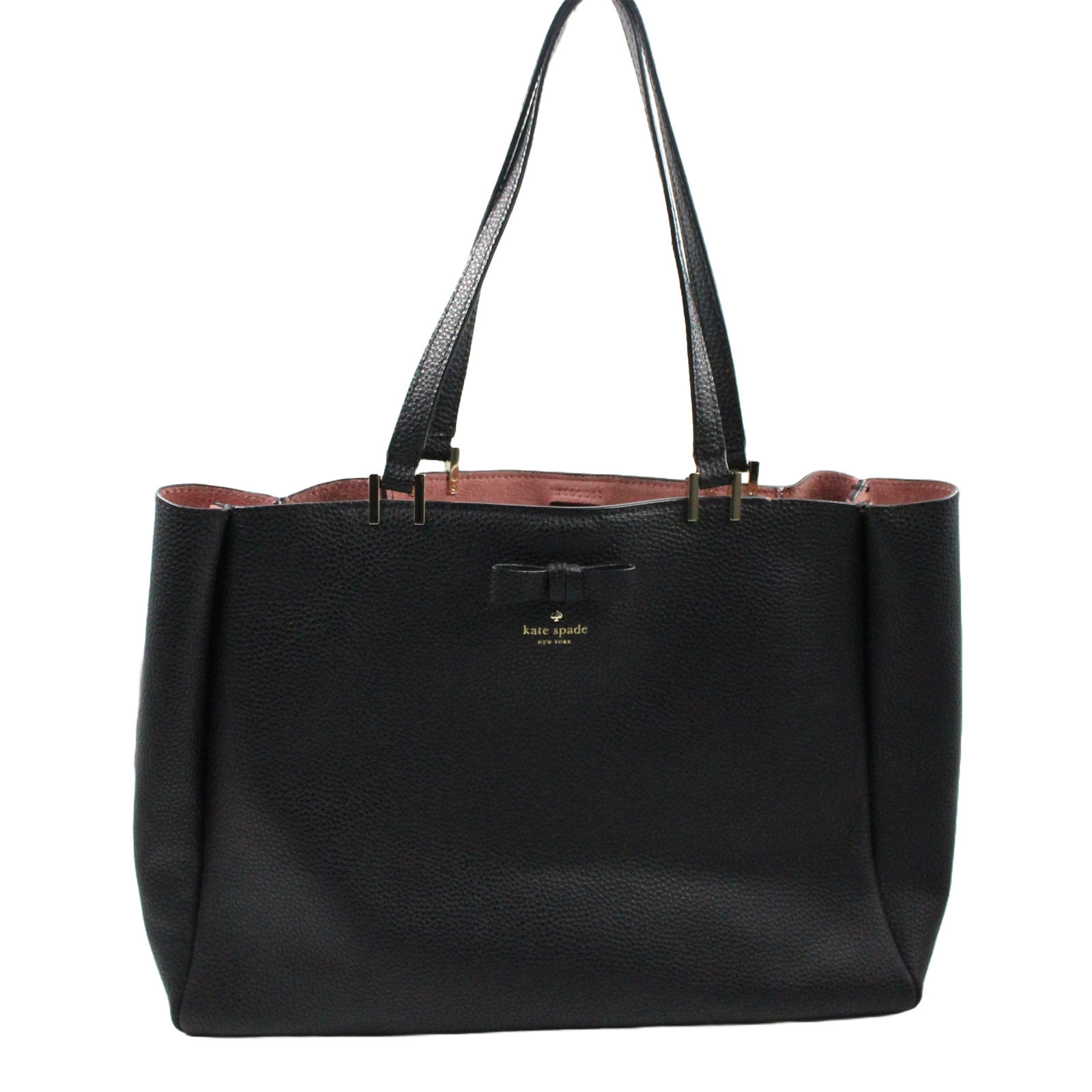 KATE SPADE Pershing Street Pebbled Leather Bow Shoulder Satchel Black Bag KATE SPADE Pershing Street Pebbled Leather Bow Shoulder Satchel Black Bag