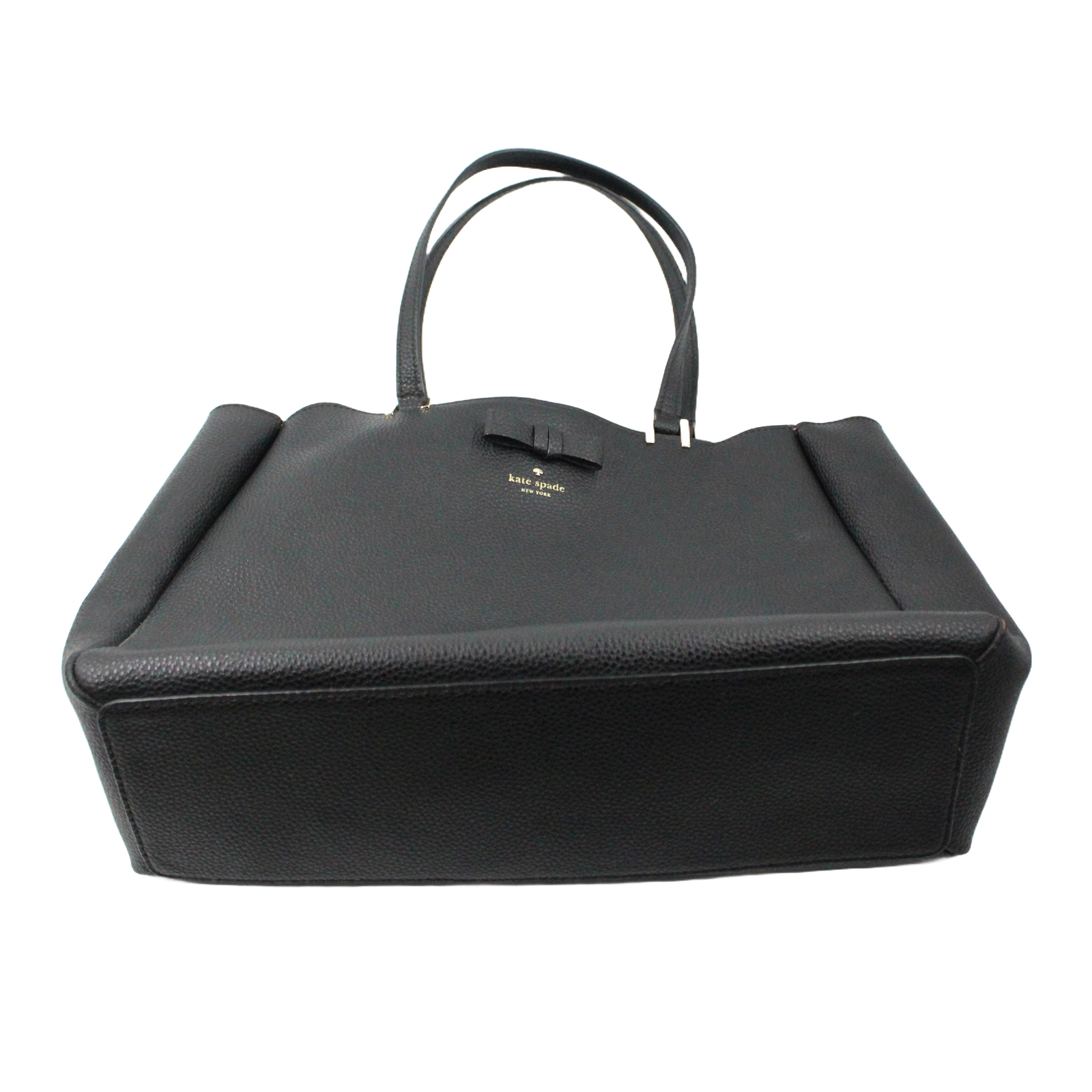 KATE SPADE Pershing Street Pebbled Leather Bow Shoulder Satchel Black Bag KATE SPADE Pershing Street Pebbled Leather Bow Shoulder Satchel Black Bag