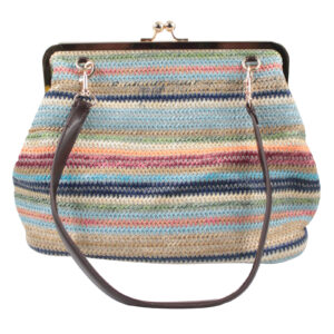 Kiss Lock Multi-colour Large Woven Stripe Clutch Shoulder Bag