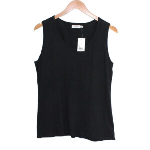LAURA Silk Viscose Rayon Blend Scoop Neck Black Tank Top - XL