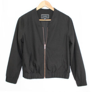LE CHATEAU Bomber Zip Front Pocket Lined Black Jacket - Small