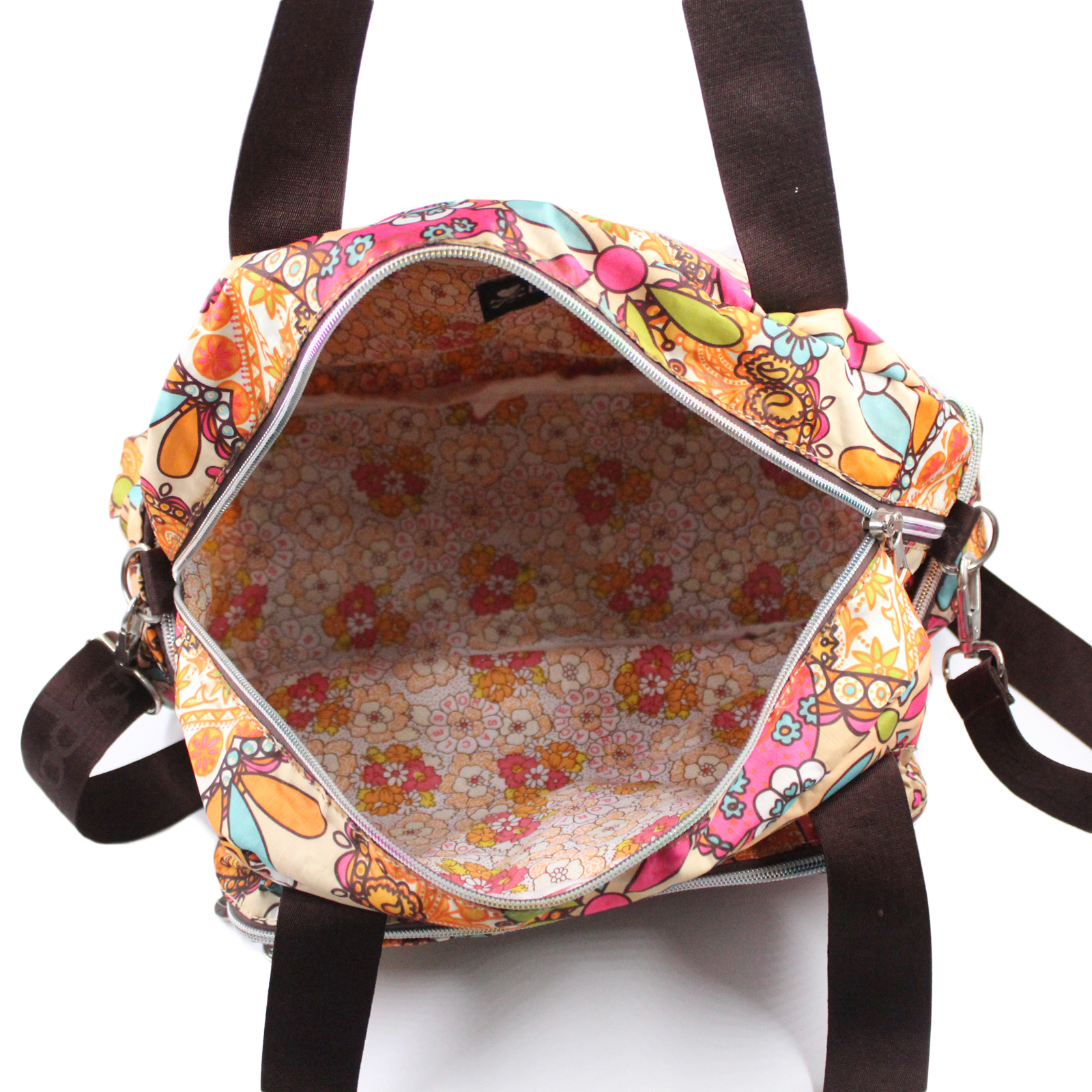 LESPORTSAC TOKIDOKI Floral Brown Multi-color Shoulder Crossbody Bag LESPORTSAC TOKIDOKI Floral Brown Multi-color Shoulder Crossbody Bag