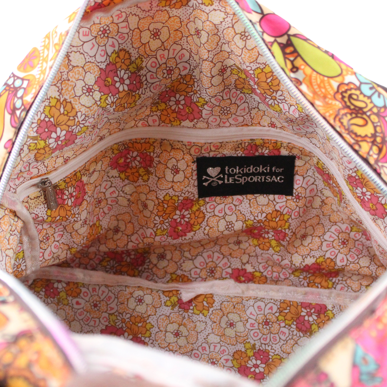 LESPORTSAC TOKIDOKI Floral Brown Multi-color Shoulder Crossbody Bag LESPORTSAC TOKIDOKI Floral Brown Multi-color Shoulder Crossbody Bag