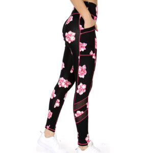 Lida Floral Mesh Panels Side Pockets Activewear Leggings