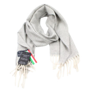 LINEA EMMETI Cashmere Wool Blend Fringed Weave Pattern Gray Scarf