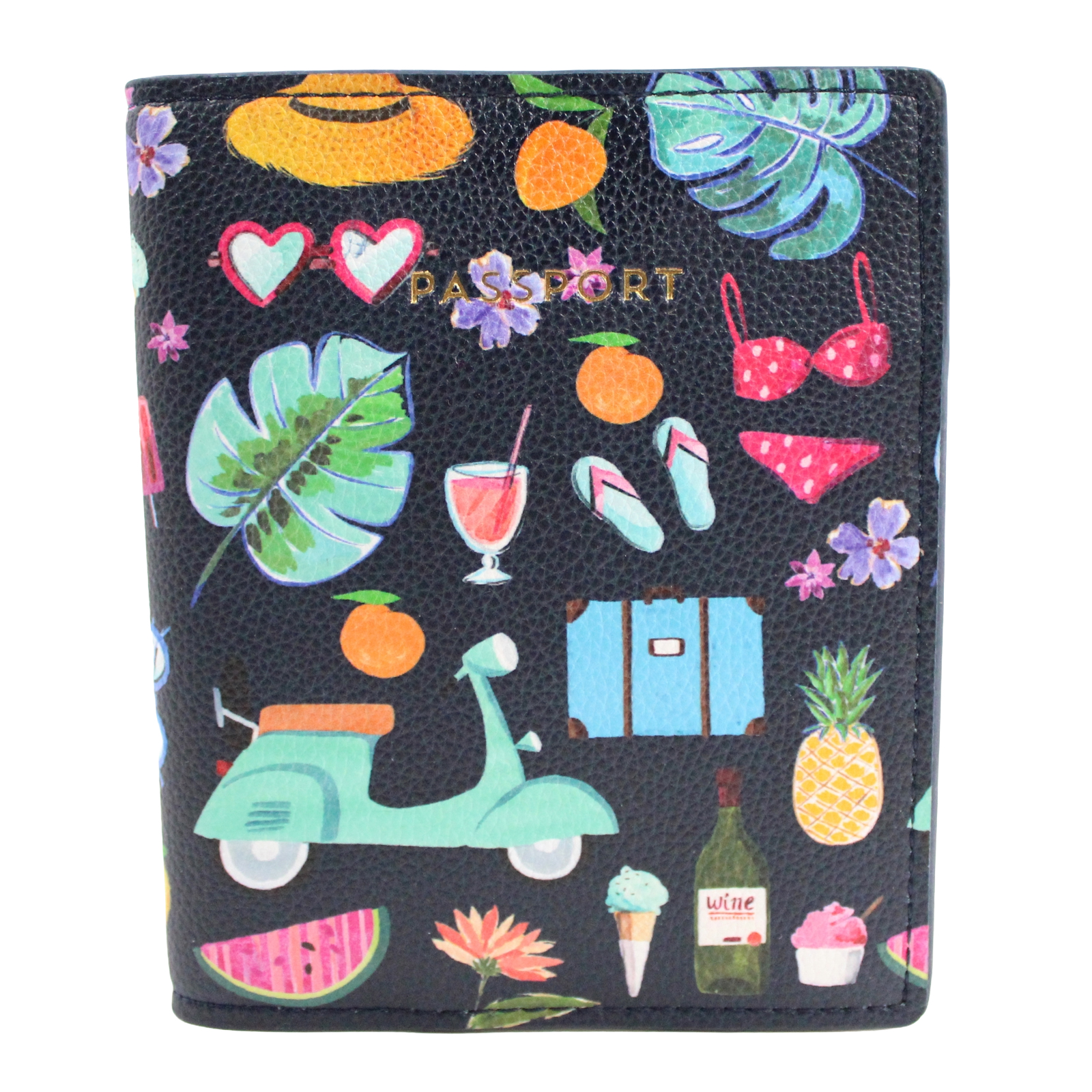 LOVE & LORE Navy Tropical Graphic Passport Cover Holder
