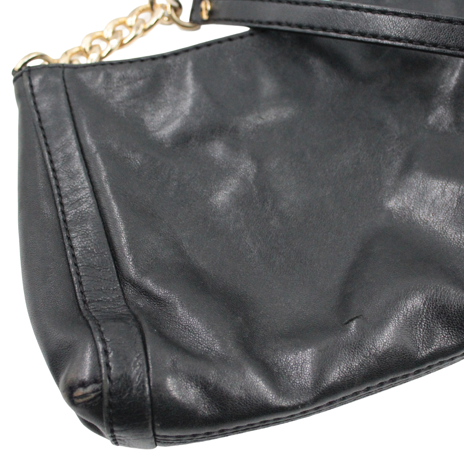 MICHAEL KORS Leather Zip Top Crossbody Gold Accent Black Bag MICHAEL KORS Leather Zip Top Crossbody Gold Accent Black Bag