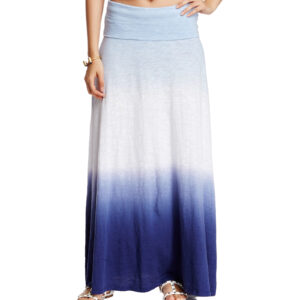NANAVATEE Cotton Convertible Foldover Blue Tie-Dye Maxi Skirt - Medium