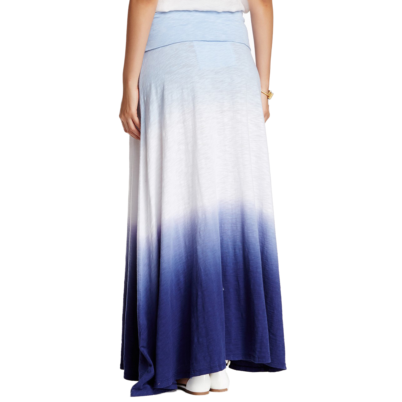 NANAVATEE Cotton Convertible Foldover Blue Tie-Dye Maxi Skirt - Medium NANAVATEE Cotton Convertible Foldover Blue Tie-Dye Maxi Skirt - Medium