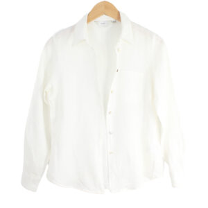 NEXT Linen Long Sleeve Button Front White Shirt - Size 6