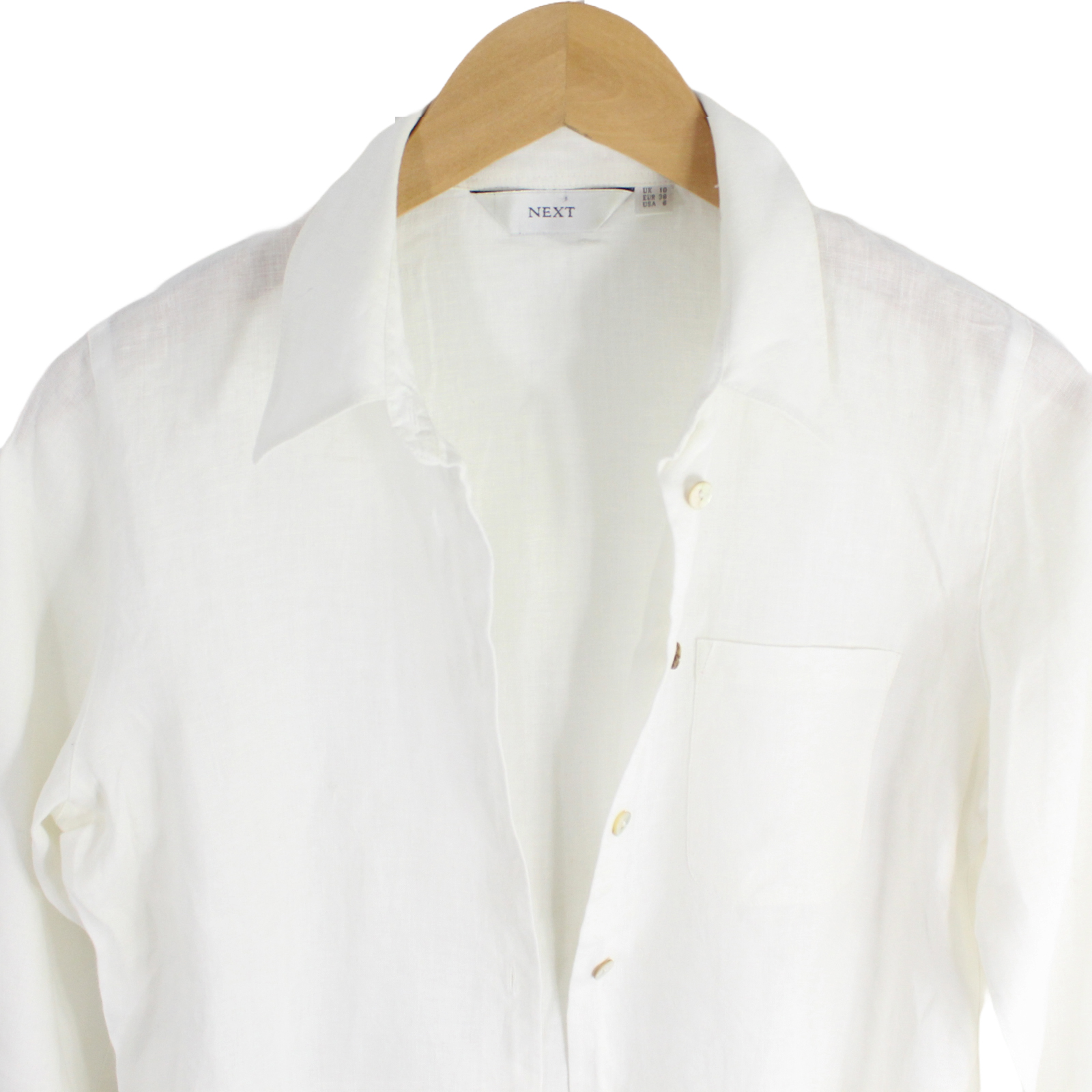 NEXT Linen Long Sleeve Button Front White Shirt - Size 6 NEXT Linen Long Sleeve Button Front White Shirt - Size 6