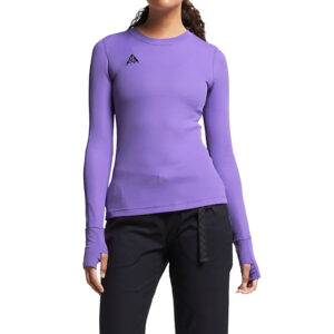 NIKE ACG Wool Blend Long Sleeve Crew Neck Waffle Knit Purple Top - Large