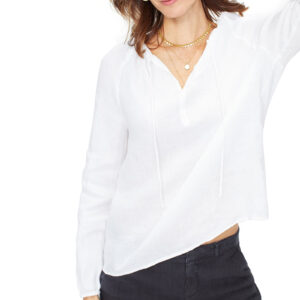 NYDJ Linen Long Sleeve Peasant White Top - Medium