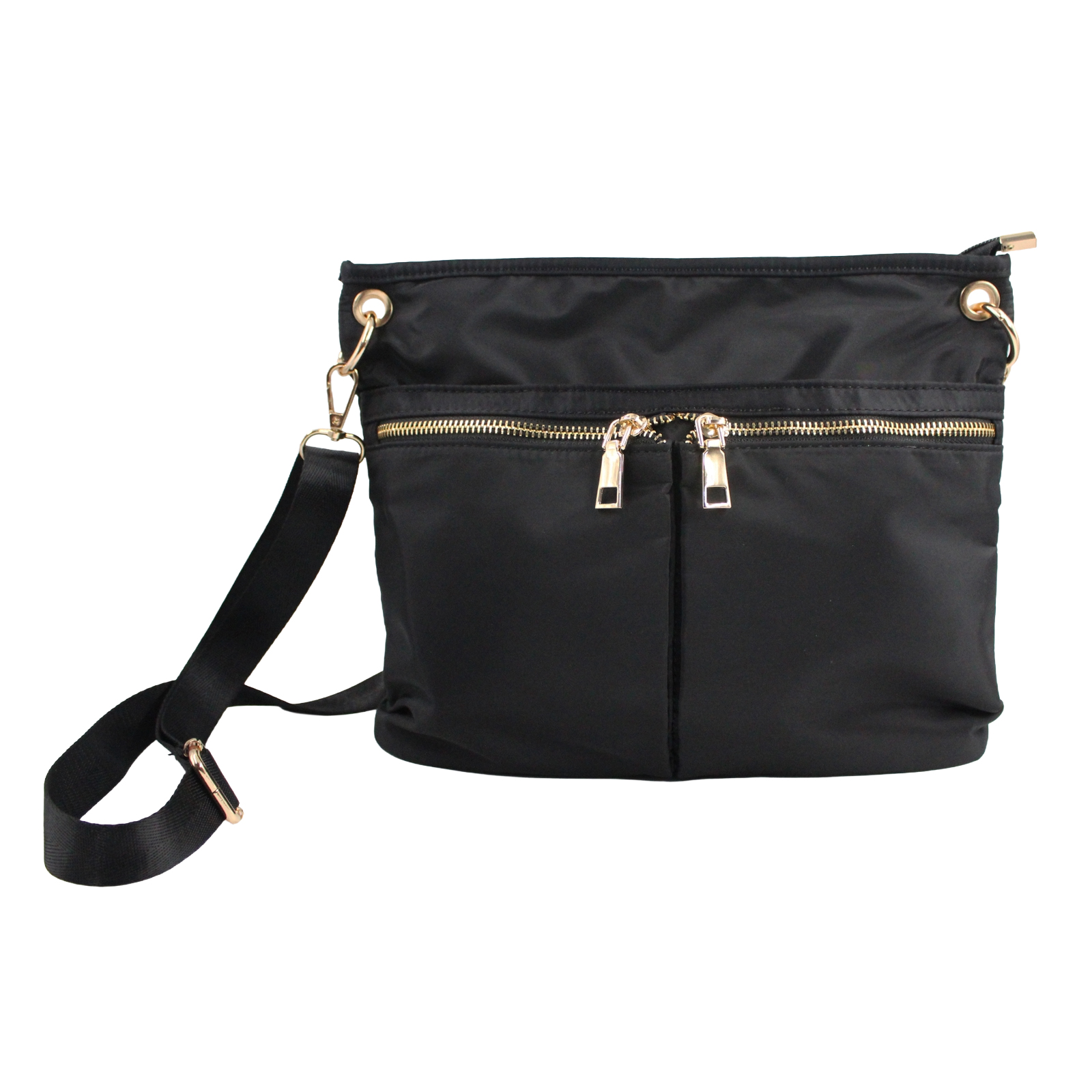 Nylon Lightweight Removeable Adjustable Crossbody Multiple Pockets Black Bag