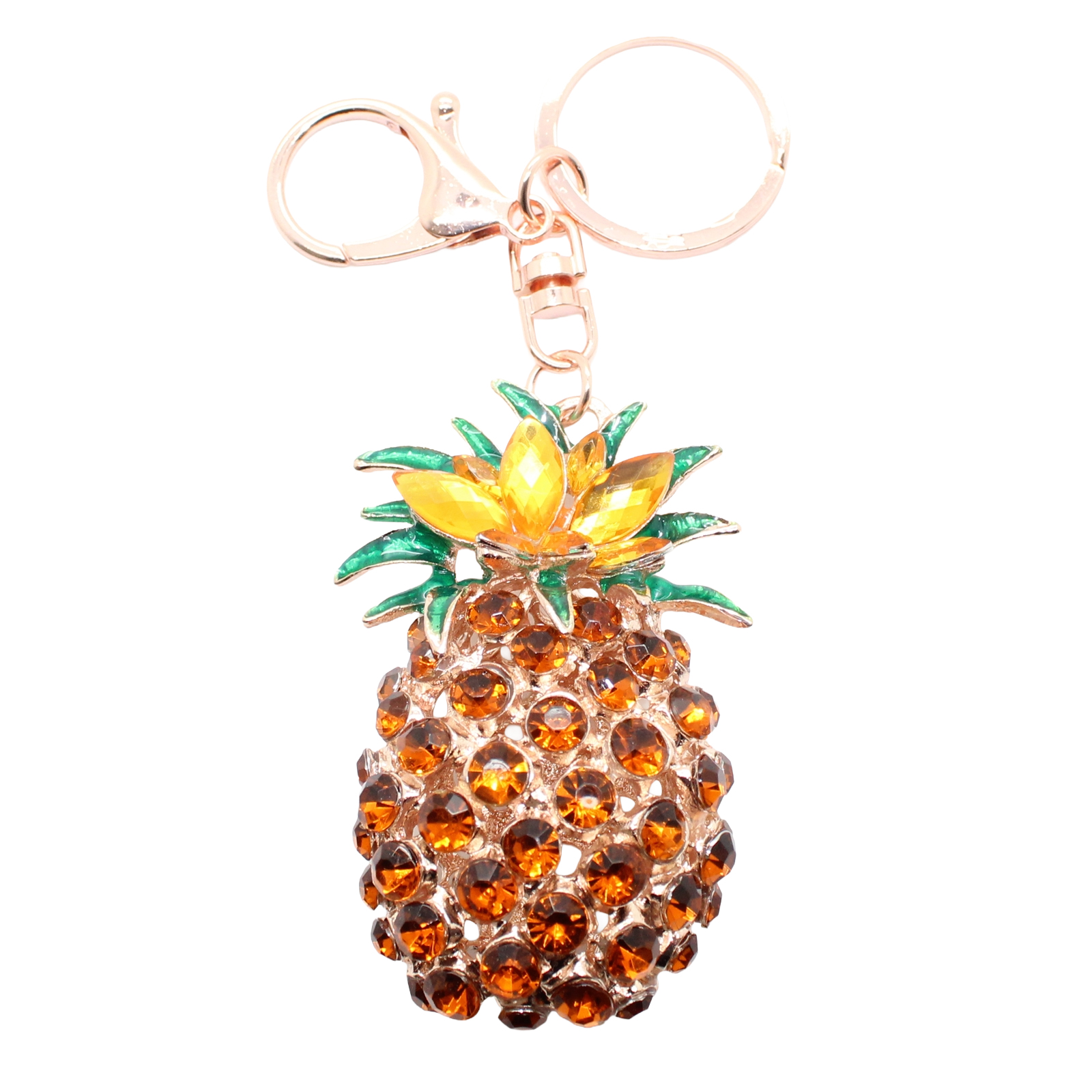 Pineapple Gold-tone Rhinestone Crystals Lobster Clasp Keychain Bag Charm Pineapple Gold-tone Rhinestone Crystals Lobster Clasp Keychain Bag Charm