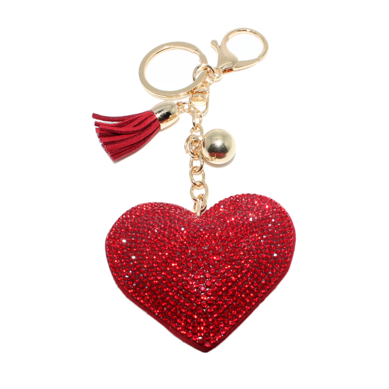Red Heart Gold-tone Rhinestone Crystals Lobster Clasp Keychain Bag Charm Red Heart Gold-tone Rhinestone Crystals Lobster Clasp Keychain Bag Charm