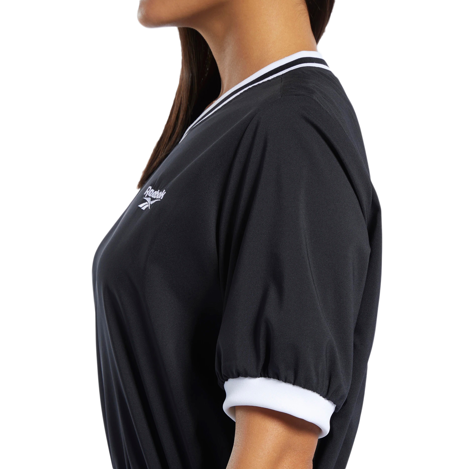 REEBOK Robe Classics v-Neck Relaxed Fit Black White Tennis Dress REEBOK Robe Classics v-Neck Relaxed Fit Black White Tennis Dress