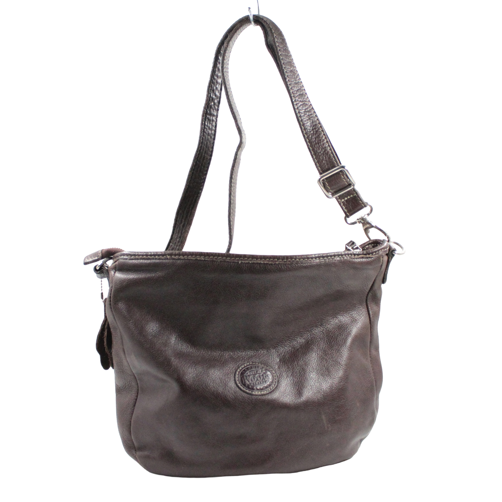 ROOTS Soft Pebbled Leather Shoulder Crossbody Zip Top Brown Bag ROOTS Soft Pebbled Leather Shoulder Crossbody Zip Top Brown Bag