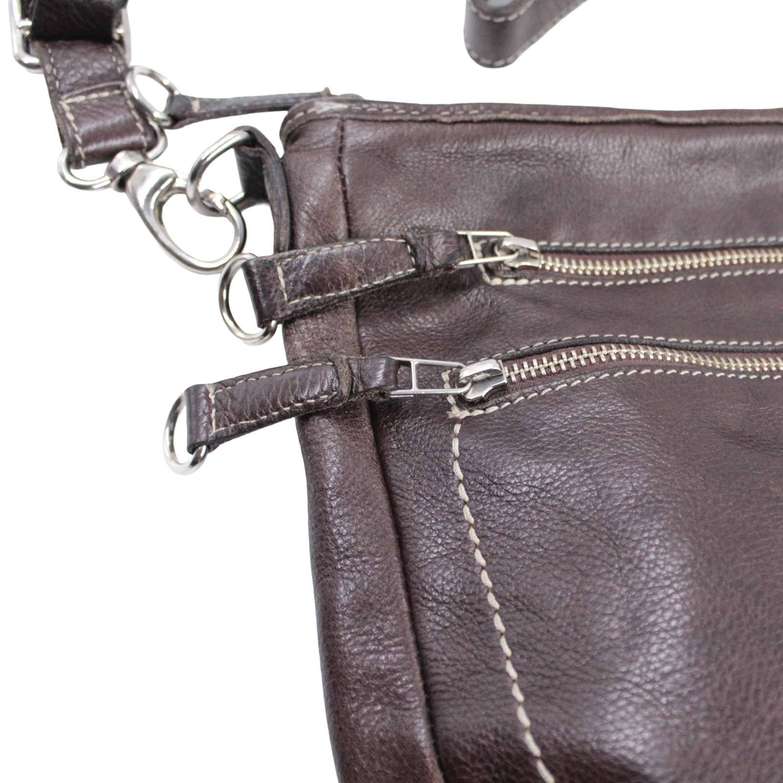 ROOTS Soft Pebbled Leather Shoulder Crossbody Zip Top Brown Bag ROOTS Soft Pebbled Leather Shoulder Crossbody Zip Top Brown Bag