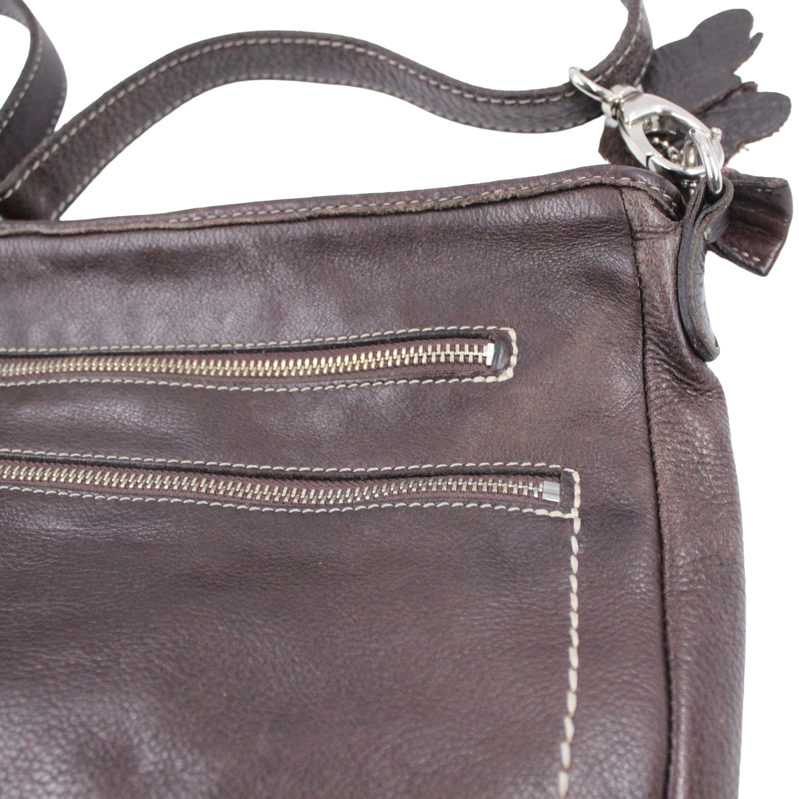 ROOTS Soft Pebbled Leather Shoulder Crossbody Zip Top Brown Bag ROOTS Soft Pebbled Leather Shoulder Crossbody Zip Top Brown Bag