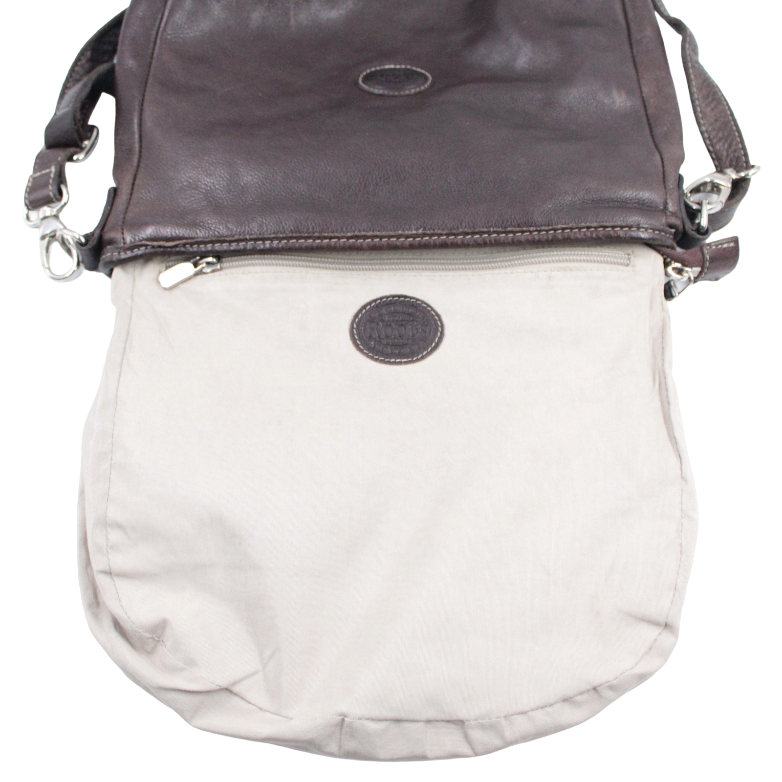ROOTS Soft Pebbled Leather Shoulder Crossbody Zip Top Brown Bag ROOTS Soft Pebbled Leather Shoulder Crossbody Zip Top Brown Bag