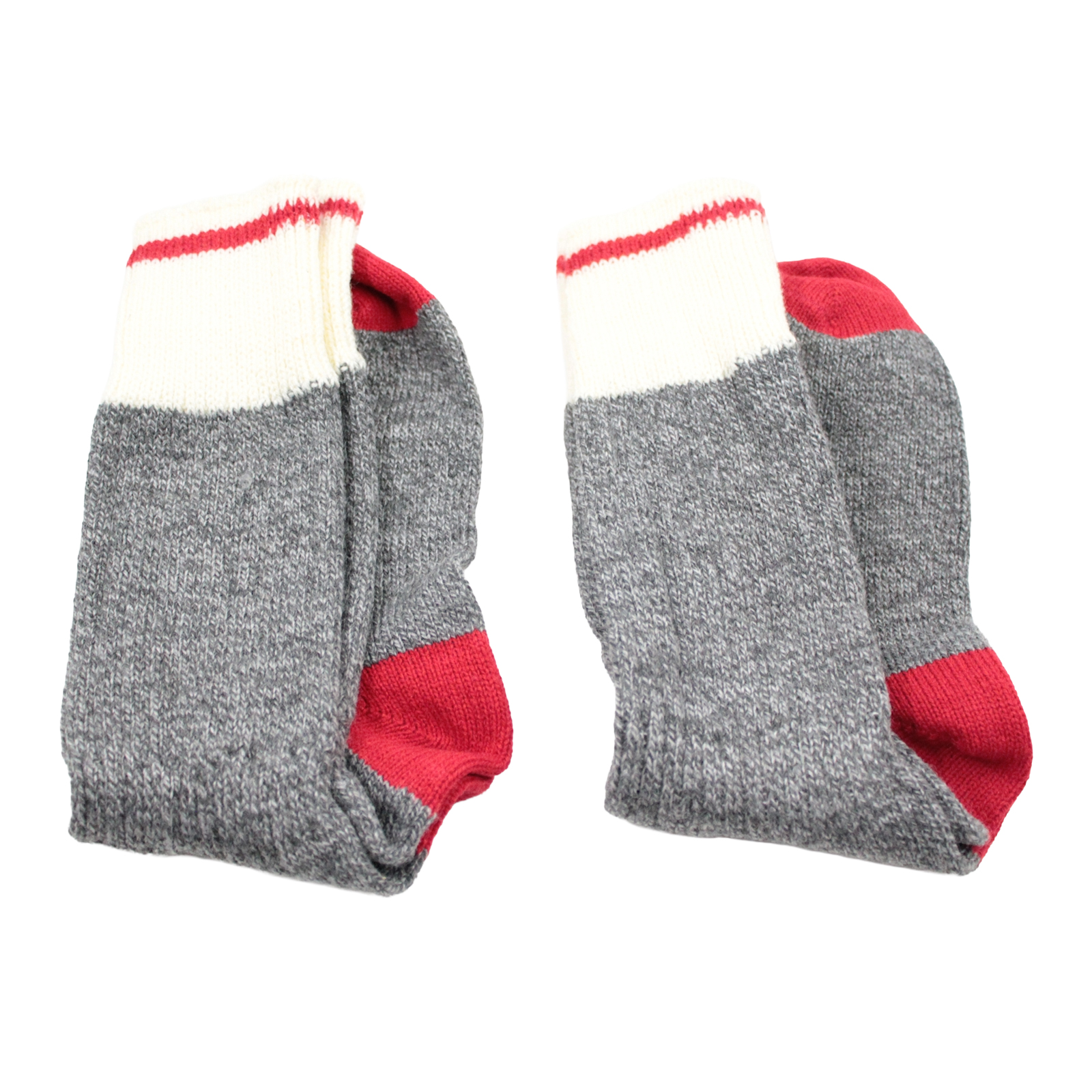ROOTS Cabin Wool Blend Thick Grey Red Socks - 2 Pairs - S/M ROOTS Cabin Wool Blend Thick Grey Red Socks - 2 Pairs - S/M