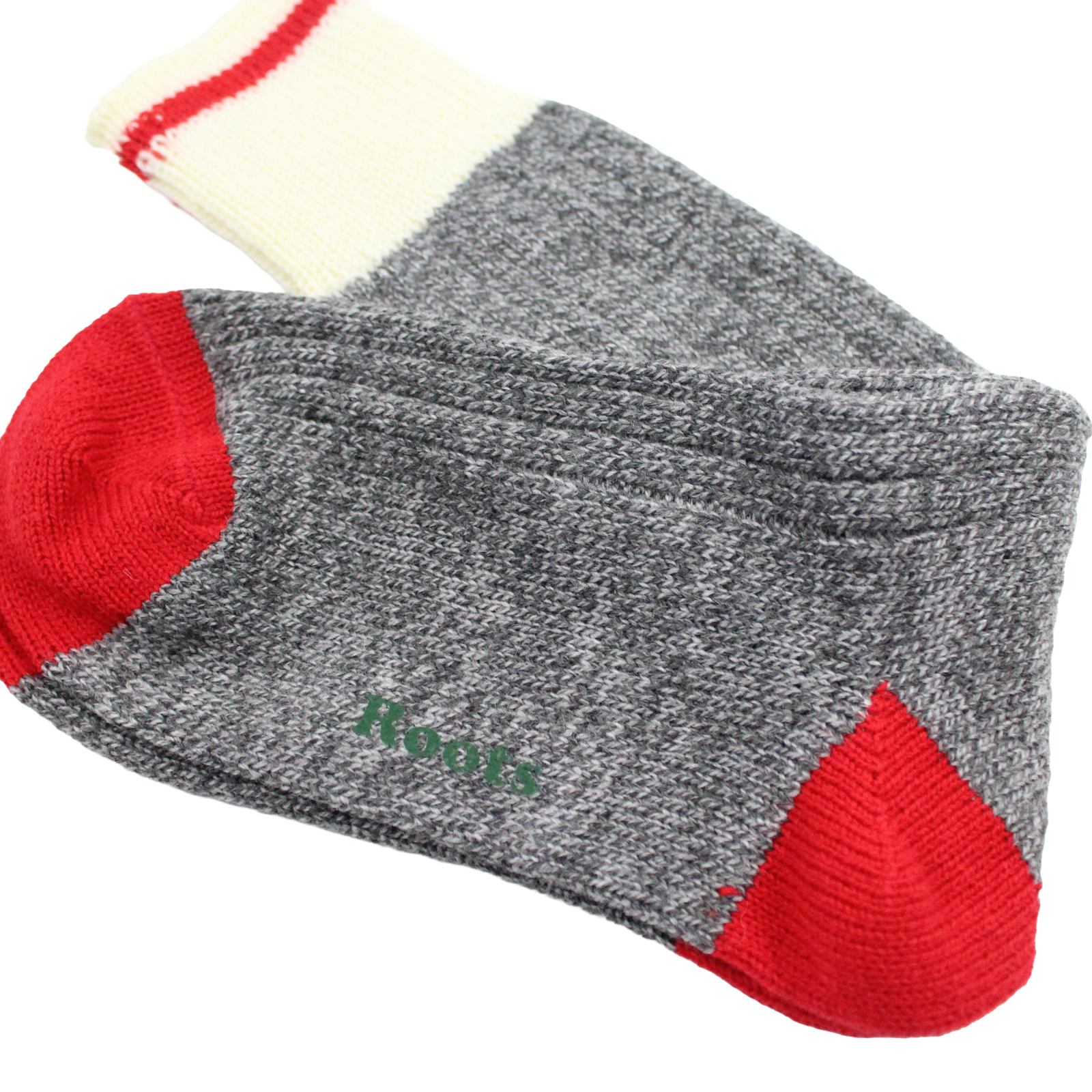 ROOTS Cabin Wool Blend Thick Grey Red Socks - 2 Pairs - S/M ROOTS Cabin Wool Blend Thick Grey Red Socks - 2 Pairs - S/M