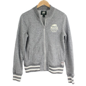 ROOTS Cotton Blend Full Zip Pockets Salt & Pepper Grey Sweater - Medium ROOTS Cotton Blend Full Zip Pockets Salt & Pepper Grey Sweater - Medium