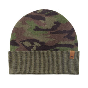 ROOTS Green Camouflage Stretchy Knit Beanie Toque Hat