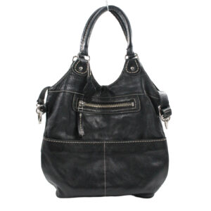 ROOTS Lauren Soft Pebbled Leather Shoulder Crossbody Double Handle Black Bag