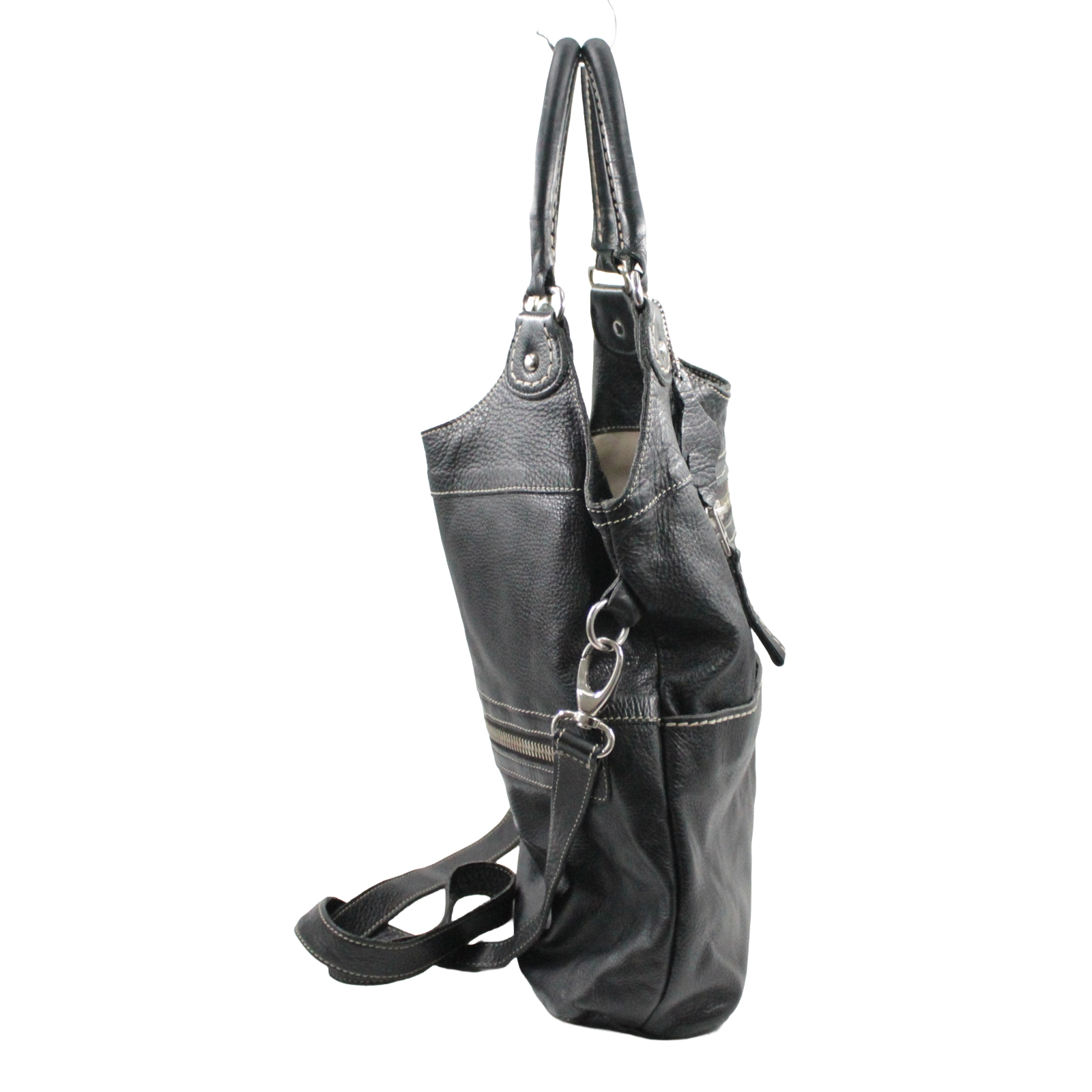 ROOTS Lauren Soft Pebbled Leather Shoulder Crossbody Double Handle Black Bag ROOTS Lauren Soft Pebbled Leather Shoulder Crossbody Double Handle Black Bag
