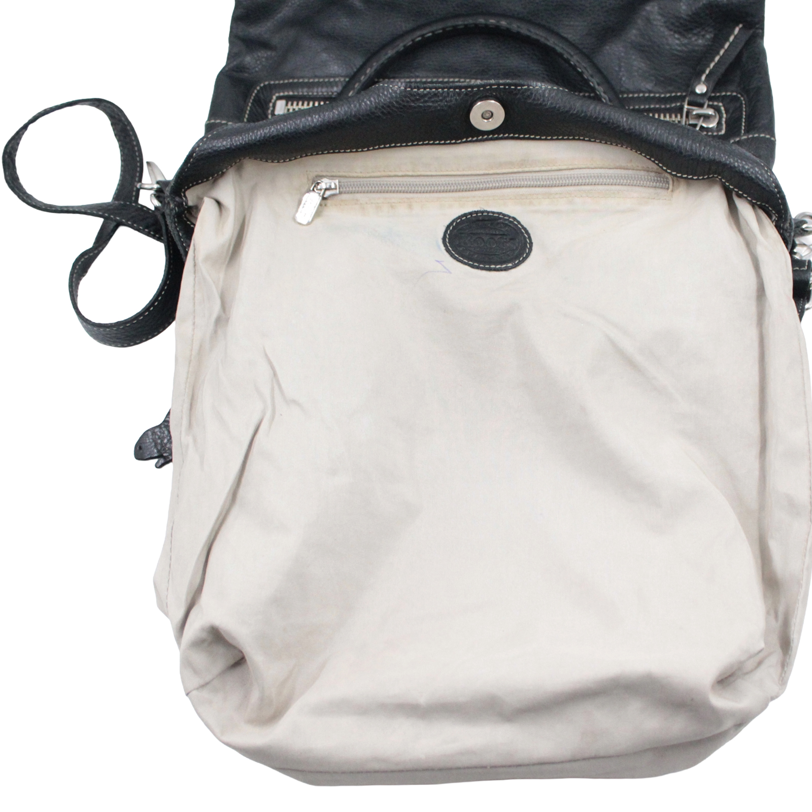 ROOTS Lauren Soft Pebbled Leather Shoulder Crossbody Double Handle Black Bag ROOTS Lauren Soft Pebbled Leather Shoulder Crossbody Double Handle Black Bag