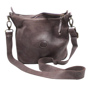 ROOTS Classic Smooth Leather Shoulder Crossbody Zip Top Plum Brown Bag