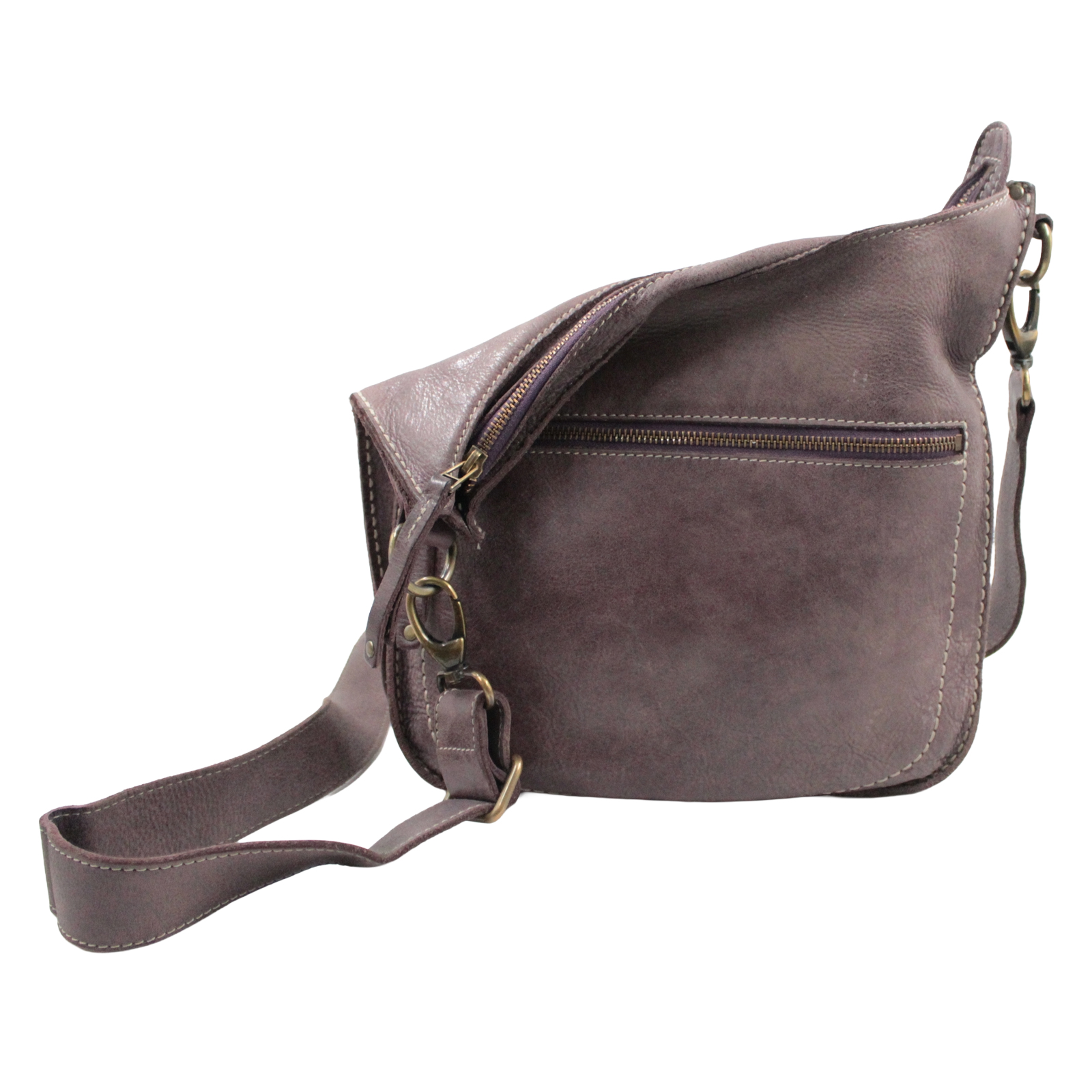 ROOTS Classic Smooth Leather Shoulder Crossbody Zip Top Plum Brown Bag ROOTS Classic Smooth Leather Shoulder Crossbody Zip Top Plum Brown Bag