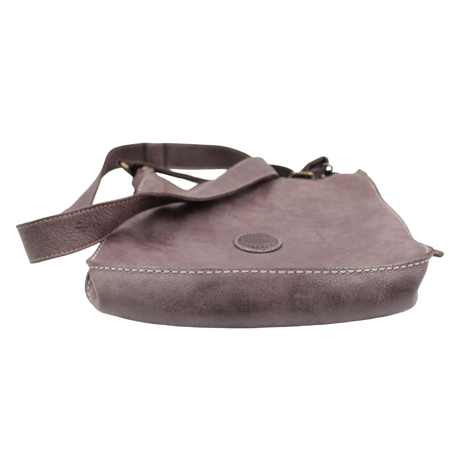 ROOTS Classic Smooth Leather Shoulder Crossbody Zip Top Plum Brown Bag ROOTS Classic Smooth Leather Shoulder Crossbody Zip Top Plum Brown Bag