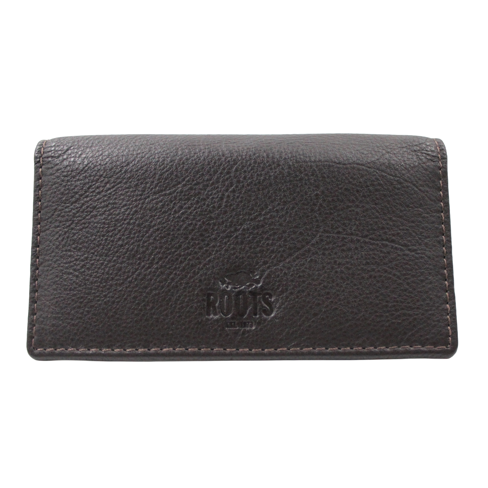 ROOTS Leather Slim Credit Card ID Window Dark Brown Wallet ROOTS Leather Slim Credit Card ID Window Dark Brown Wallet
