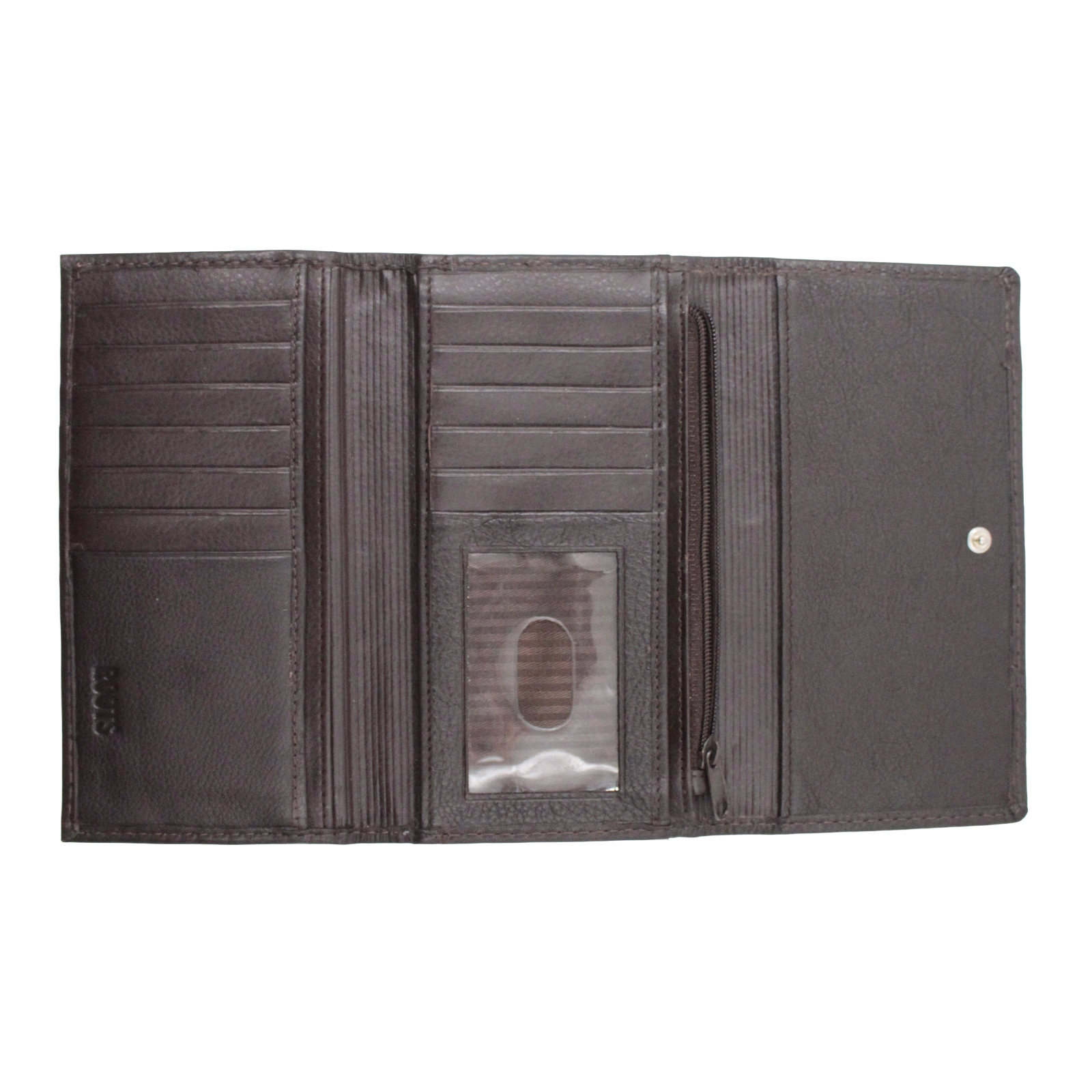 ROOTS Leather Slim Credit Card ID Window Dark Brown Wallet ROOTS Leather Slim Credit Card ID Window Dark Brown Wallet