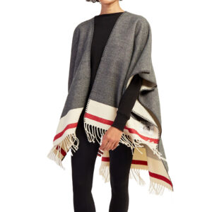 ROOTS Signature Cabin Wool Blend Grey Oat Mix Wrap Shawl