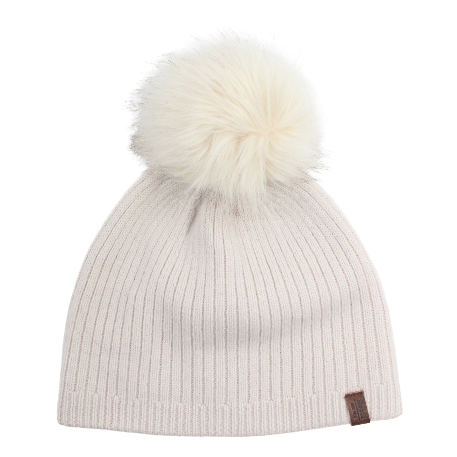 ROOTS 100% Merino Wool Rib Knit Beige Hat - O/S (24CM)