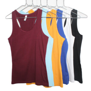 ROSIO Cotton Blend Racerback Scoop Neck Stretchy Tank Top
