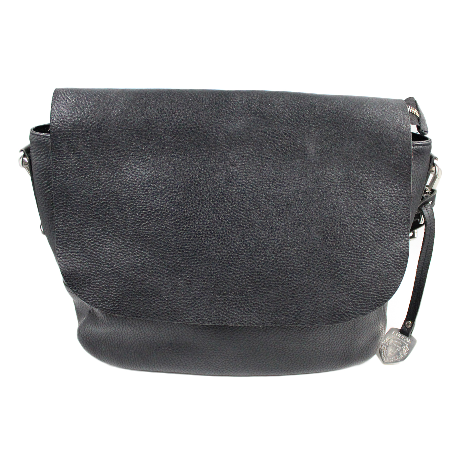 RUDSAK Pebbled Leather Flap Zip Closure Shoulder Messenger Black Bag RUDSAK Pebbled Leather Flap Zip Closure Shoulder Messenger Black Bag