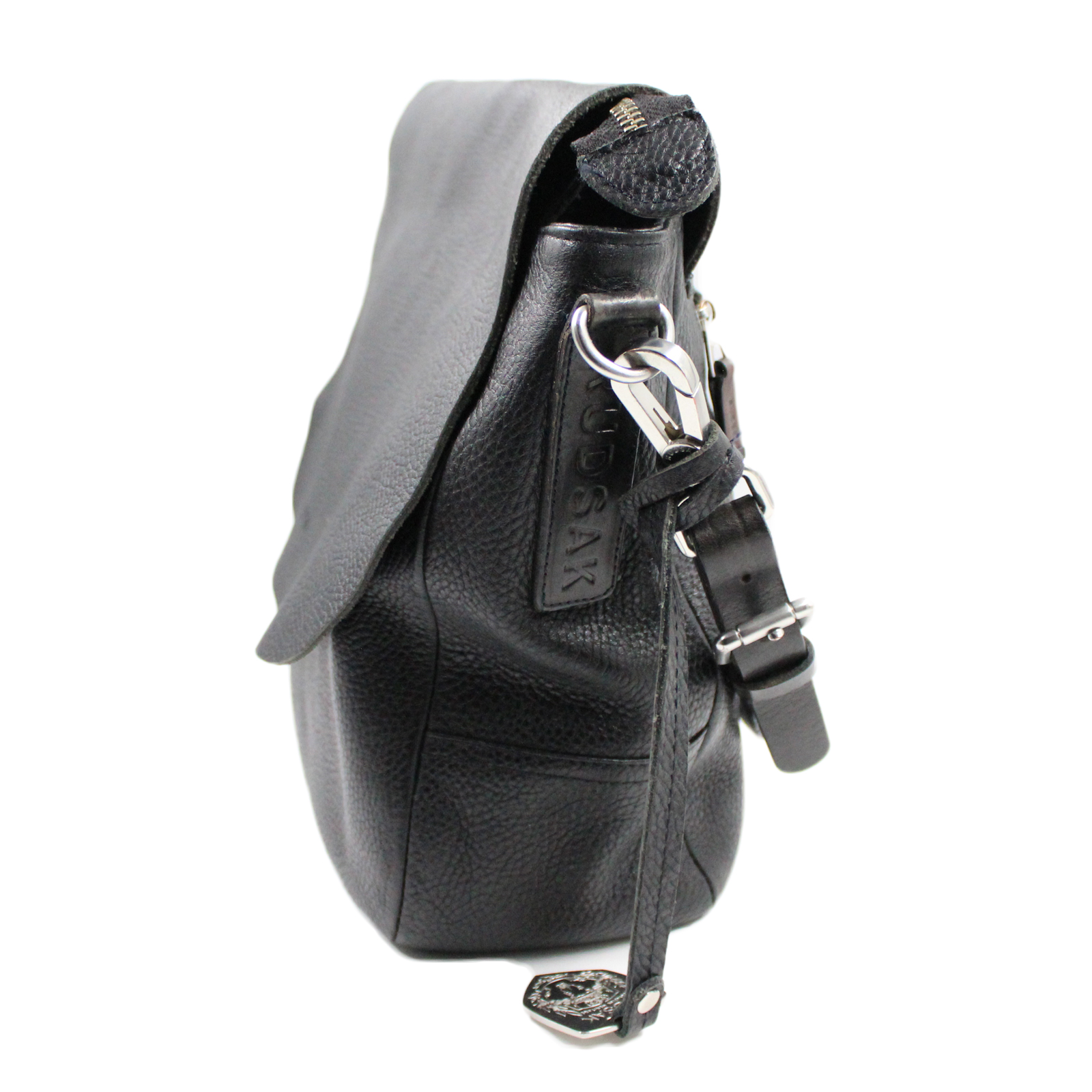 RUDSAK Pebbled Leather Flap Zip Closure Shoulder Messenger Black Bag RUDSAK Pebbled Leather Flap Zip Closure Shoulder Messenger Black Bag