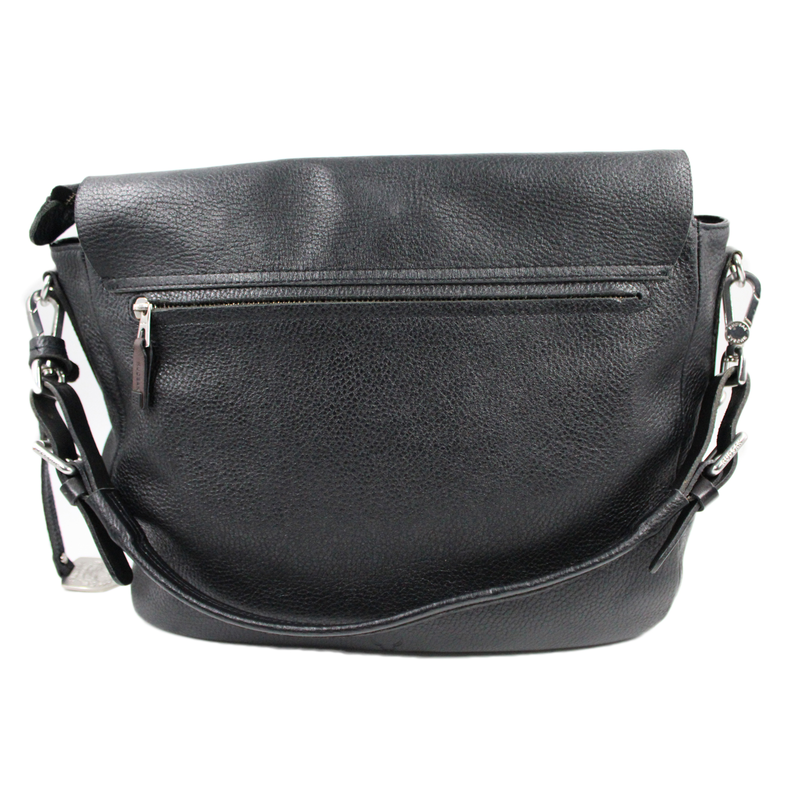 RUDSAK Pebbled Leather Flap Zip Closure Shoulder Messenger Black Bag RUDSAK Pebbled Leather Flap Zip Closure Shoulder Messenger Black Bag