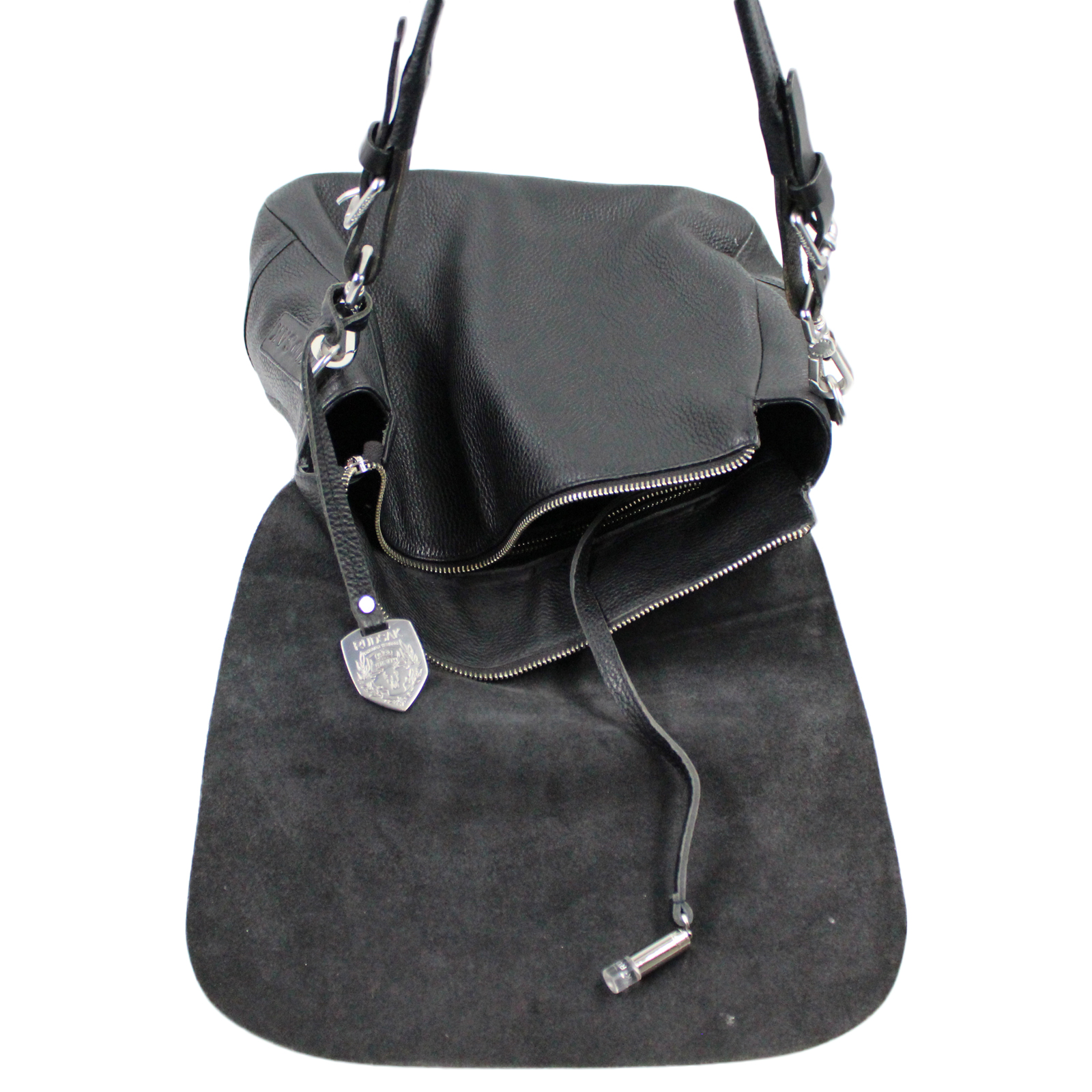 RUDSAK Pebbled Leather Flap Zip Closure Shoulder Messenger Black Bag RUDSAK Pebbled Leather Flap Zip Closure Shoulder Messenger Black Bag