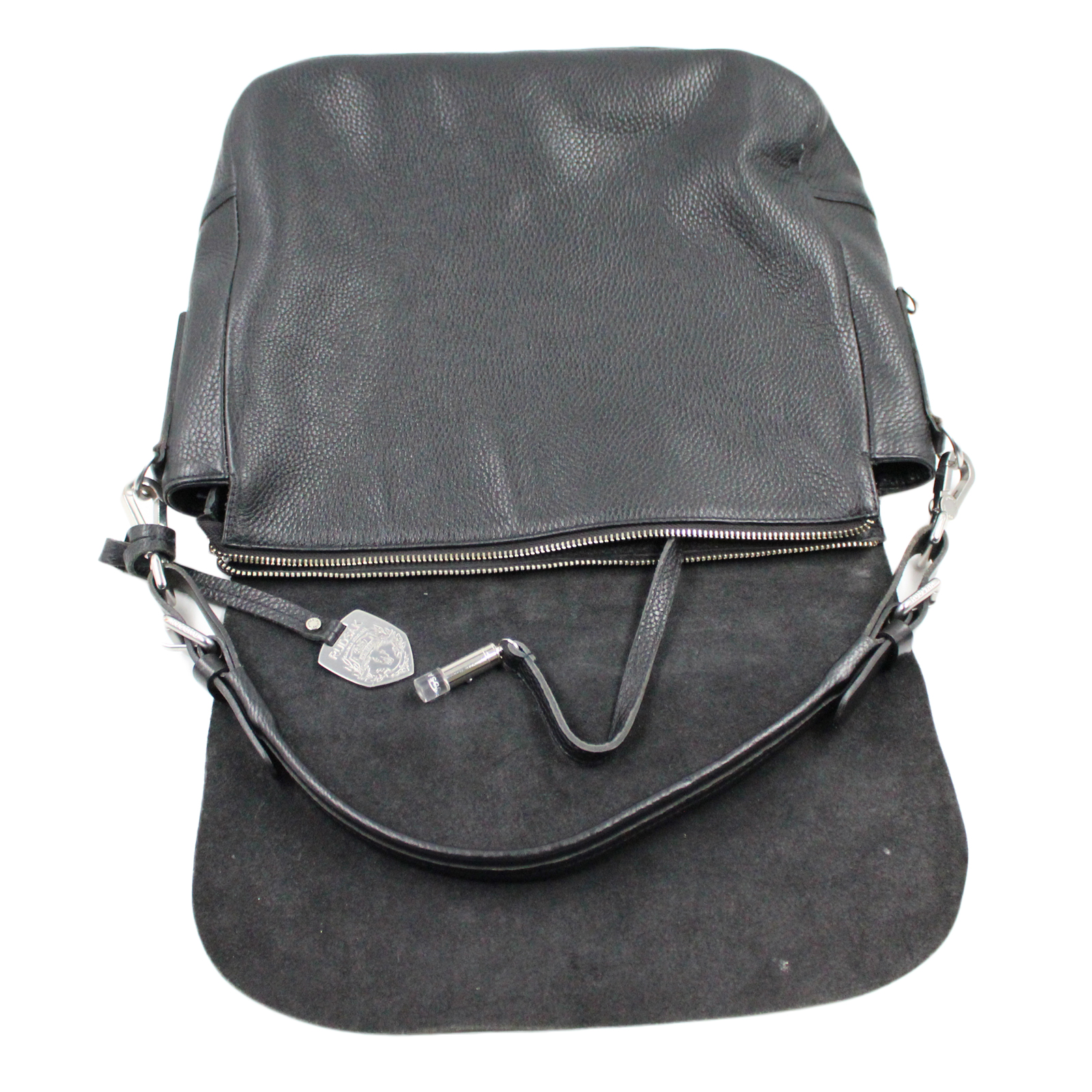 RUDSAK Pebbled Leather Flap Zip Closure Shoulder Messenger Black Bag RUDSAK Pebbled Leather Flap Zip Closure Shoulder Messenger Black Bag