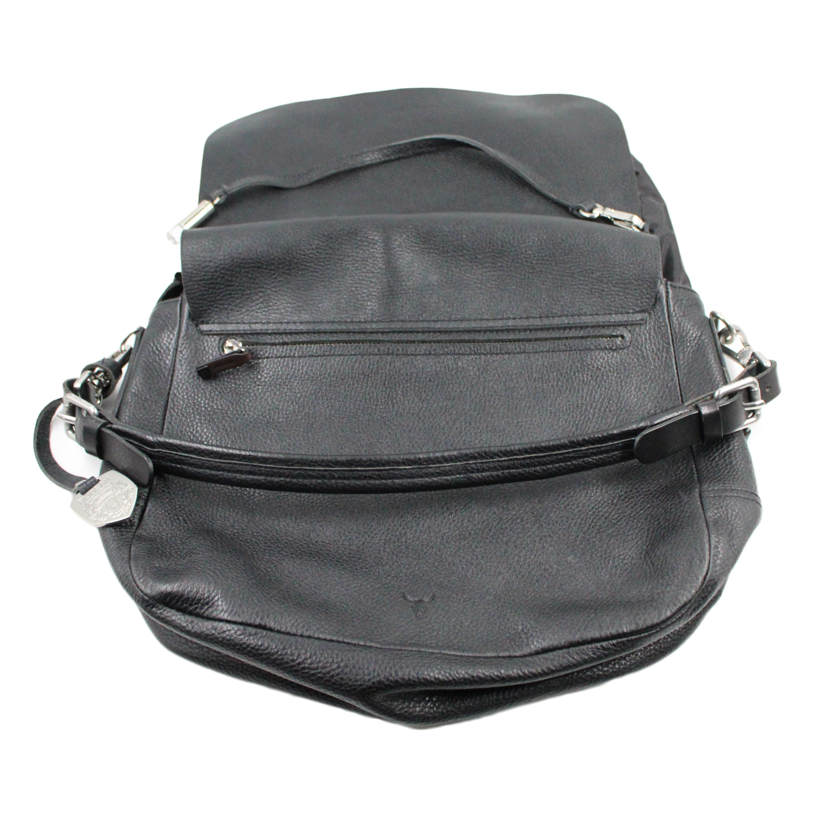 RUDSAK Pebbled Leather Flap Zip Closure Shoulder Messenger Black Bag RUDSAK Pebbled Leather Flap Zip Closure Shoulder Messenger Black Bag