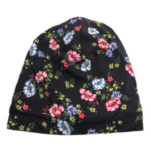 Satin Lined Slouchy Black Floral Multi-Colour Sleep Headwear Satin Lined Slouchy Black Floral Multi-Colour Sleep Headwear