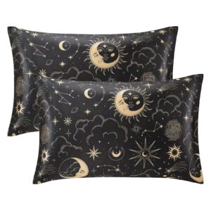 King Size Satin Silky Soft Starry Sky Envelope Closure Pillowcases - Set of 2