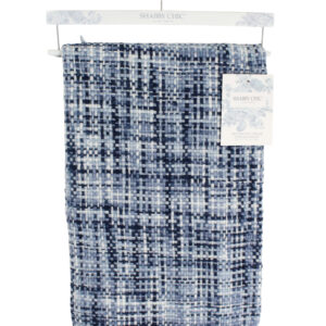 SHABBY CHIC Decorative Fringe Blue & White Throw Blanket